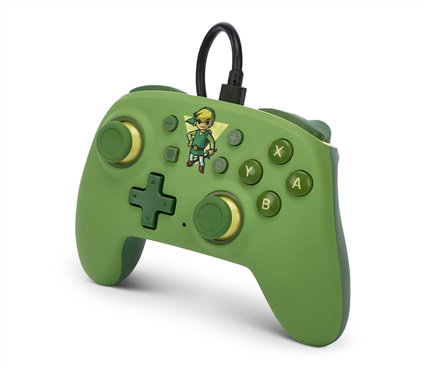 PowerA - Manette filaire officielle Nano pour Nintendo Switch - Toon Link - NSGP0203-01 - Avec câble USB 2.4m, sticks analogiques
